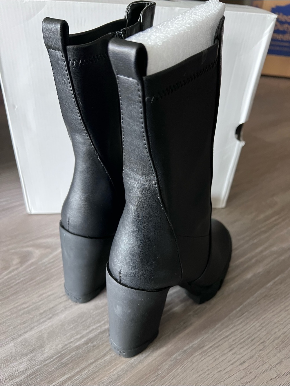ALDO Black Mid-Calf Chunky Heel Platform Boots - Picture 6 of 10